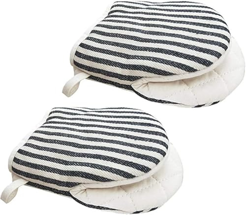 1 Pair Mini Oven Mitts,High Heat Resistant Oven Gloves,Kitchen Short Oven Mit with Hanging Loop for BBQ, Baking, Cooking and Grilling, (Balck)
