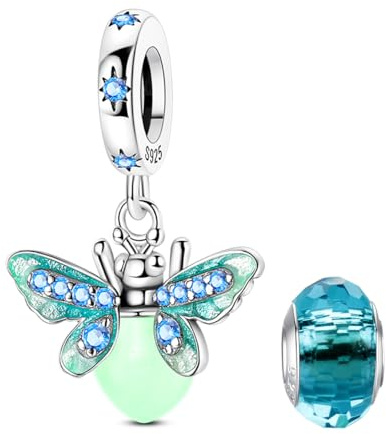 LNQOBU 925 silber Glow in the Dark Glühwürmchen Charms Anhänger,Farbwechselndes Chamäleon Charms Bead Charms Geeignet für Damenarmbänder und Halsketten