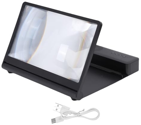Fdit Lupa de Pantalla para Teléfono Inteligente, Ampliadora de Pantalla para Teléfono Móvil 3D HD con Altavoz Bluetooth para Películas, Vídeos y Juegos