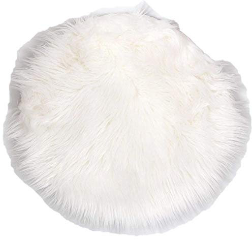 SIDCO Sitzkissen Fell Auflage Felloptik Stuhl Fellkissen Lammfell Sitz Kissen rund