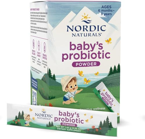 Nordic Naturals Baby’s Nordic Flora Probiotic Powder, Unflavored - 30 Packets - 4 Billion CFU - Digestive Health & Immune Support for Babies & Toddlers (6 Months to 3 Years) - 30 Servings