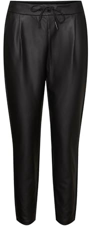 Vero Moda Vmeva Mr Loose String Coated Pant, Pantaloni Donna, Nero (Black Black), 40 /L30 (Taglia Produttore: Large)