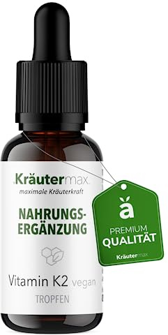 Vitamin K2 Tropfen | MK7 All Trans Vitamin K2 Hochdosiert | K2 Tropfen Hochdosiert nach Kräutermax Original Rezeptur | 1 x 15 ml