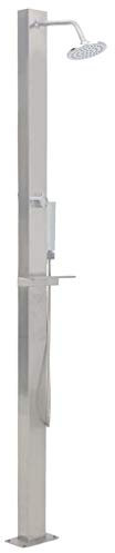 Festnight Doccia da Giardino in Acciaio Inox Lineare 10 x 6,5 x 210 cm Doccia Lavapiedi da Esterno Doccia per Piscina