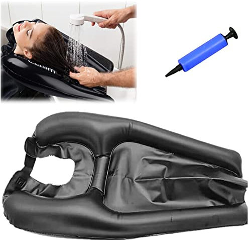 Bassin Gonflable pour Laver Les Cheveux, Bac à Shampooing Portable pour Cheveux avec Pompe à Air, Bac Coiffure Domicile pour Personnes Âgées, Handicapées, Enceintes, Blessées, Alitées