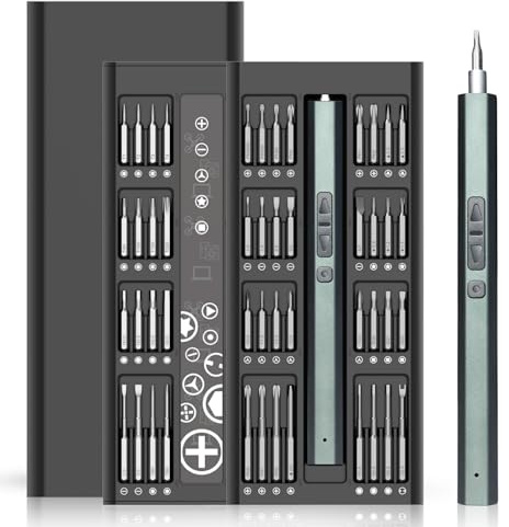 Precisionsskruvmejsel, 66 i 1 set mini sladdlös elektrisk skruvmejsel med USB-laddning och LED-ljus, för kamerareparation/PS4/Laptop/Telefon/Elektronisk produkt