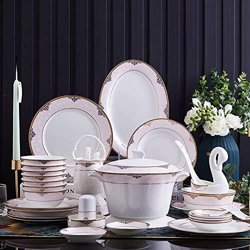 Juego de Cena de Porcelana 60PCS Juego de vajilla de cerámica Vajilla Platos Platos Combinación de cerámica Juego de Servicio de Cena