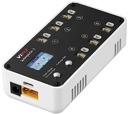 VIFLY WhoopStor V3 1S LiPo Battery Storage Charger and Discharger with LCD Display Tiny Whoop Charger with PH2.0 and BT2.0 Connectors