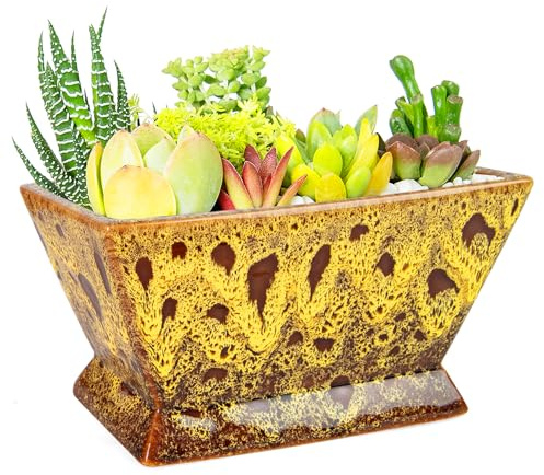 ARTKETTY Pots de Fleurs – Grands Pots de Fleurs Succulents avec Drainage, Pots en céramique pour intérieur et extérieur, Cactus, Plantes bonsaï, Fleurs émaillées pour déc
