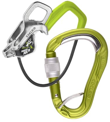 EDELRID Unisex – Erwachsene Mega Jul Belay Kit Bulletproof Screw II Sicherungsgerät, Oasis, one Size