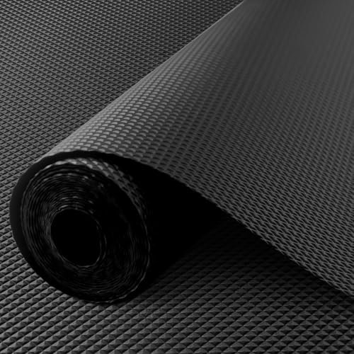 Hoplaep Tapis de tiroir de 51 cm de large, antidérapant, en EVA, imperméable, pour armoire, réfrigérateur, étagères, tiroirs inclinés, armoires de refroidissement, maison, bureau, noir