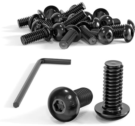 ORTAVA 20 Stück M5 x 12 Linsenkopfschrauben, Rundkopfschrauben ISO 7380, Flachkopfschrauben, Innensechskant Kohlenstoffstahl Vollgewinde mit Innensechskantschlüsseln