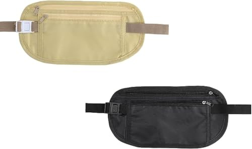 2-Pack Hidden Anti-Theft Money Belts for Travel, Waterproof and Adjustable Concealed Pouch for Men and Women, Secure and Stylish Travel Money Belt for Running, Hiking, and Dog Walking