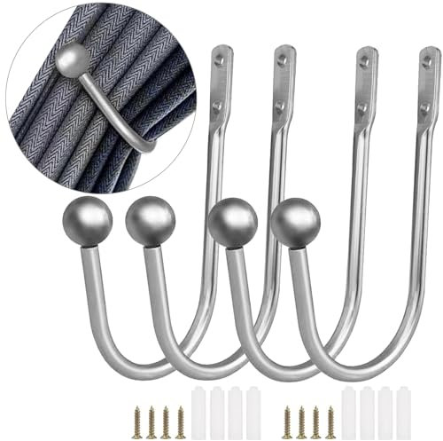Xpieoyrm 4 Stück Vorhanghalter Wand, Metall Gardinenhalter, Vorhanghaken, U-förmige Vorhang-Wandhaken,Vorhang-Halterungen Wandmontierte,Holdbacks für Vorhangquaste,für Wohnzimmer Schlafzimmer Büros