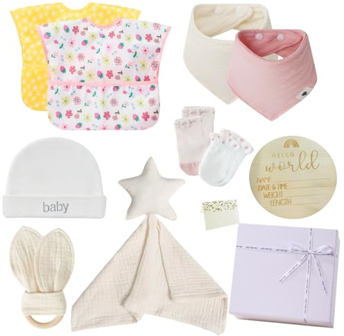 NoriNori Baby presentförpackning set – unisex söt och praktisk present till nyfödd perfekt för pojkar och flickor idealisk babyshower eller födelsegåva mjuka och säkra nödvändigheter för nya föräldrar