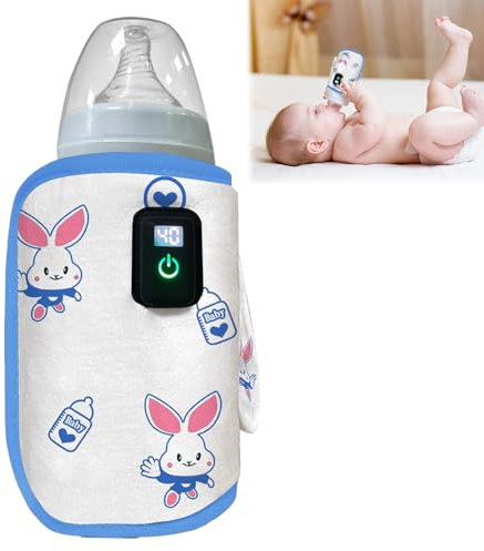 Flaschenwärmer,Baby Flaschenwärmer Unterwegs,Bottle Warmer,Tragbarer Fläschchenwärmer Unterwegs,21 Einstellbare Temperaturstufen,mit Lcd-Display,für Alle Flaschen Geeignet
