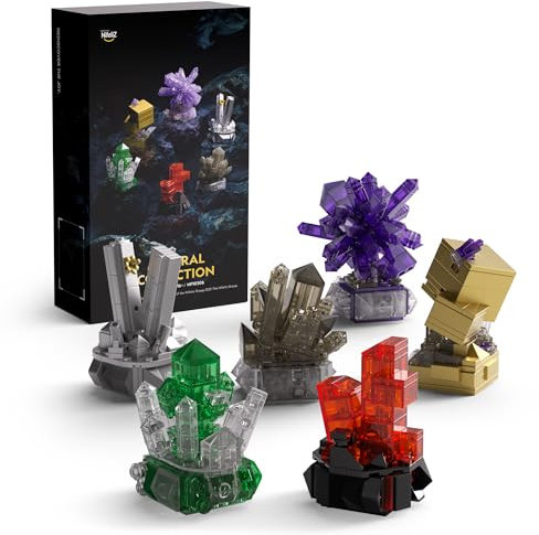 Nifeliz-Erz-Modellbaukästen zum Bauen und Ausstellen, Geologie Gestein Sammlung Klemmbausteine für Erwachsene, 6 Verschiedene Arten von Edelstein Modell, Dekoration & Geschenk (616 Teile, NF10306)