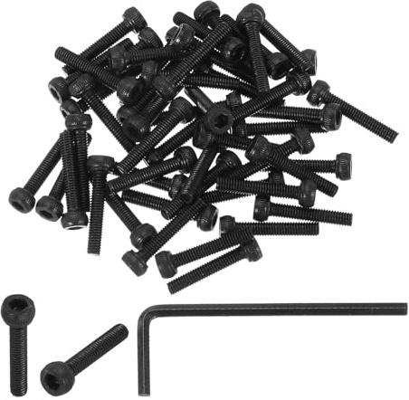 PATIKIL M3 x 16mm Hex Socket Head Screws Cap Bolt, 50 Pack 12.9 Grade Carbon Steel Hexagon Socket Screw Hex Socket Drive Machine Screws with Hex Wrenches, Black