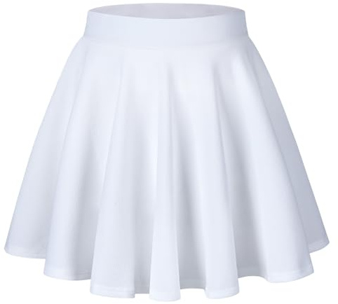 TRIWORKS Women's Plus Size Basic Mini A-Line Skater Skirt with Shorts Casual Stretchy High Waist Flared Pleated Tennis Skirt L-5XL