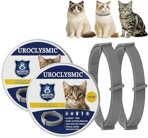UroClysmic 2 Pack Cat Collar for Infections Prevention, Waterproof Adjustable with Natural Essential Oils, 16 Month Protection for Cats Over 7 Weeks, Safe & Comfortable