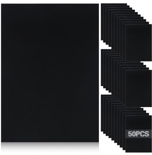 Gohytal 50 fogli di carta di cartone nera, formato A4, cartoncino nero, 250 g/m², per bricolage, biglietti fai da te, pittura, creazione di biglietti, inviti, menù, scrapbook