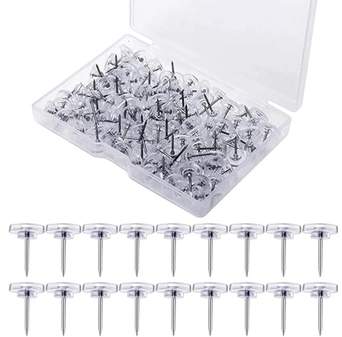 100-Piece Clear Push Pins Set with Storage Box for Bulletin Boards, Cork Boards, and Wall Hangings