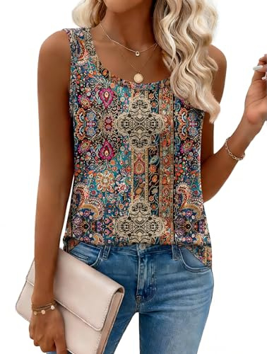 Zeagoo Tank Top for Women Summer Loose Fit Casual Flowy Sleeveless Tops Trendy Scoop Neck Basic Shirts Tee 2026