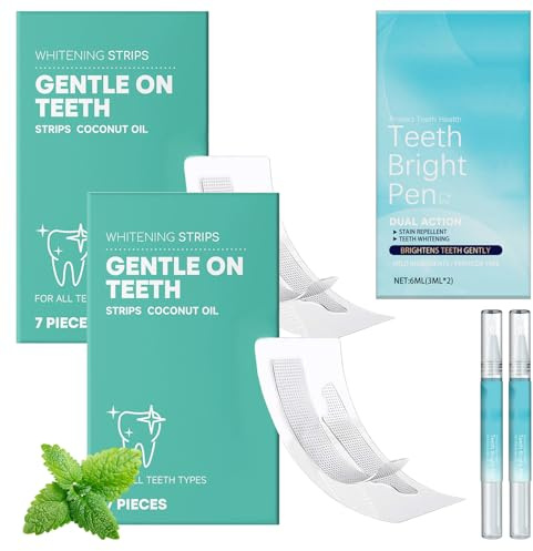 28 strisce per sbiancamento dei denti e 2 penne sbiancanti Teeth – Set di strisce sbiancanti Teeth con penna sbiancante per una routine di sbiancamento dei denti curata