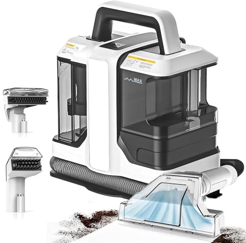 Pulitore per Tappeti e Tappezzeria, Macchina Portatile Smacchiatrice 500W con Aspirazione da 11kPa - Doppio Serbatoio dell’Acqua & 2 Spazzole per Divano, Materasso, Sedili Auto & Macchie di Animali