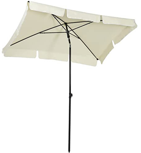 Outsunny Parasol de jardin Parasol droit rectangulaire inclinable alu métal polyester haute densité 2 x 1,3 m beige clair