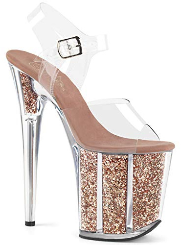 Pleaser FLAMINGO-808G CLR/Rose Gold Glitter UK 4 (EU 37)