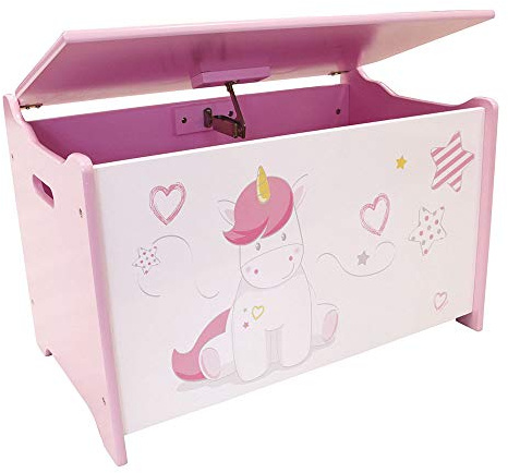 FUN HOUSE 713050 LICORNE Coffre à jouets pour enfant, à partir de 3 ans, Blanc,rose