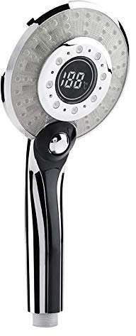 LED Duschkopf Bad Hand Regendusche 3 Farben Farbwechsel Temperaturregelung Handbrause mit Digital Temperaturanzeige Temperaturkontrolle ABS Material für Badezimmer