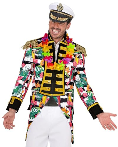 Widmann 51452 51452-Hawaii parade-frack, trädgårdsuniform, blommor, palmblad, cirkusdirektör, kostym, karneval, temafest, män, flerfärgad, M