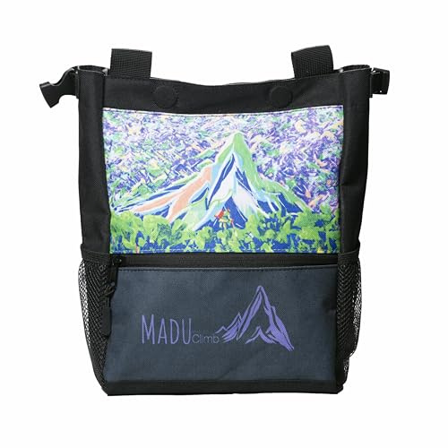 Madu Climb Sac à craie autoportant doublure en polaire poches zippées porte-pinceaux (œuvre d'art violet)