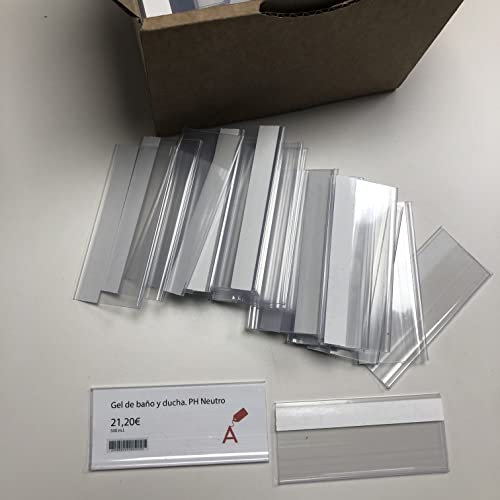 100 Stück Transparente Selbstklebende Etikettenhalter 39mm und 100mm Lang - Preisschilder, Regalpreisschilder, Ladenpreisschilder, Ladenpreishalter