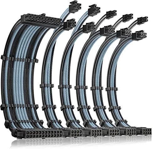 Antec Black/Blue Psu Extension Cable Kit - 6 Pack 1X 24 Pin 2X 4+4 Pin 3X 6+2 Pi