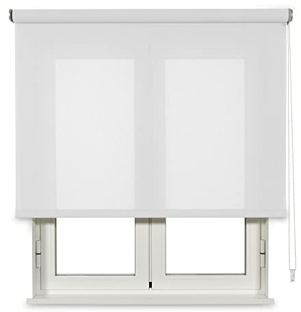 VIEWTEX Tenda a Rullo traslucida Cotone (Cotone Riciclato) Bianco 120 X 250cm - Made in Europe - 5 Anni di Garanzia