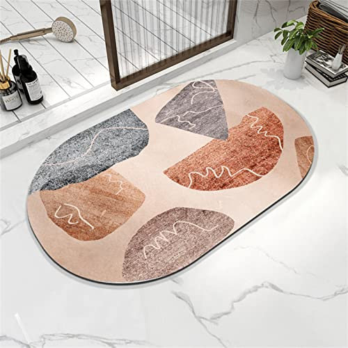 Aoojlo Badematte rutschfest 40x60cm, Badteppich Orange Grau Badvorleger Schnelltrocknend Saugfähige Waschbar Duschvorleger, Badezimmerteppich Bath Mat Home Deko für Badewanne, Dusche, Badezimmer