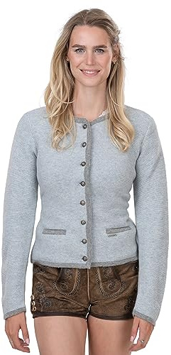 Cardigan traditionnel pour femme Bleu/gris – Élégante et ajustée pour Dirndl/costume traditionnel en laine Jana, gris/bleu, 42