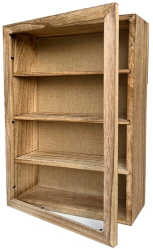 LITAITAI Shadow Box Frame 11x16, Depth 4in Shadow Boxes Display Cases, Rustic Burnt Wood, Vintage Metal Accents, Hinged Door, Magnetic Door and Latch, Linen Back(Carbon)