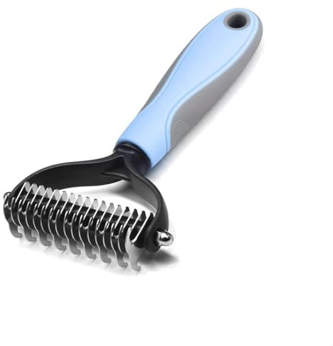 Professionelle Hundebürste Unterwolle,Katzenbürste Doppelt Seitlich Unterfellbürste Edelstahl Hundekamm 17+9 Zähne für Kleine und Große Hund Comb