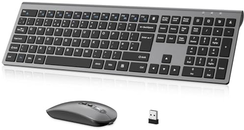 EasyTyping Rechargeable Wireless Keyboard and Mouse - Type with Ease & Double Your Efficiency - High-end Laptop Keyboard Technology -Full Size & Noiseless Design, say goodbye to typing troubles