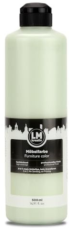 LM-Kreativ Colore per mobili, 500 ml, verde pallido, vernice per mobili ad alta copertura, per interni ed esterni, colore per mobili senza fiocchi, colore per cucina/fronte cucina, inodore e