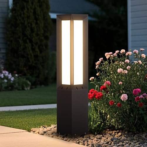 MVBT Landscape Path Light Hard Wired, 31.5 Outdoor Pathway Lights AC100-240V, Waterproof Bollard Driveway Lamp, Modern 3000K Standing Lighting Patio Lawn Tall Garden Lantern for Commercial Walkway