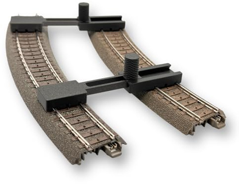 Set of 2 parallel track fixers for tracks H0 adjustable track spacing gauge