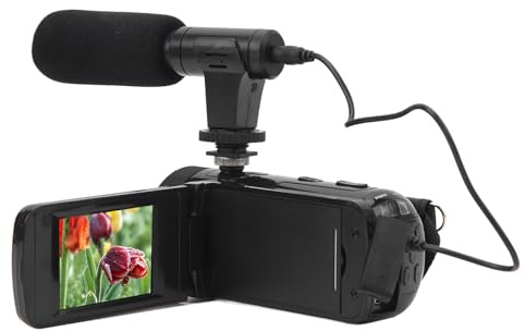 Videokamera med mikrofon, 1080p HD-digitalkamera 16MP Vlogging Recorder 16x Zoom ljudkamera - DV-videoinspelning med roterande