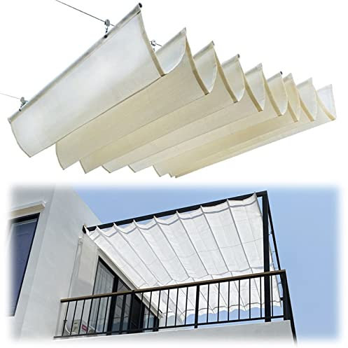 Tenda parasole di ricambio, tenda parasole arrotolabile, traspirante, ombreggiatura al 70%, per pergolati bianchi, 1,7 x 5 m