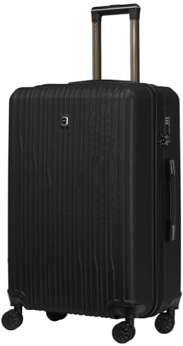 NEVERA® Lightweight 4 Dual Spinner Wheels ABS Hard Shell Luggage Suitcase Travel Bag Built in TSA Lock (Black, Medium 25)