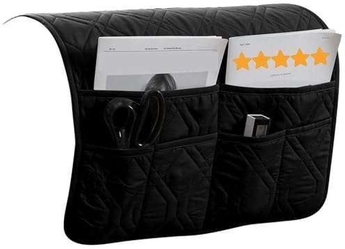 ILiemao Fundas para Reposabrazos De Sofa Sillon Funda Sofá Protector Sillón Brazos Apoyabrazos Cubierta Impermeable Recliner Silla Cubiertas Antideslizante Slipcover con Bolsillo Lateral(Negro)